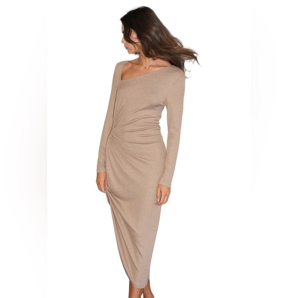 NWOT! Revolve LNA Ami Rib cut out Dress in Mushroom size S - Picture 4 of 12